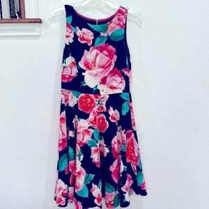 Eliza J Floral Fit and Flare Dress Size 6 Pink Navy Red and Green